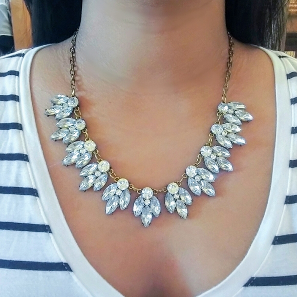 Gold & Clear Crystal Statement Necklace - Picture 2 of 3